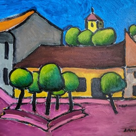 Krisztina Lantos: 'szentendre main square', 2019 Acrylic Painting, Landscape. Artist Description: Szentendre is a picturesque small town in Hungary along the Danube, home to a great number of artists....