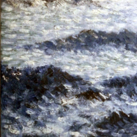 Isidro Cistare: 'cap de creus', 2004 Oil Painting, Seascape. Artist Description: Oil painting with a lot of material contribution, through spatula and details with thick brush.  It represents the tip of Cape Creus in Girona Spain , with the the sea inmarejada , formed by long waves interrupted by the protruding rocks, with well- characterized foam, the wind is well defined.  ...