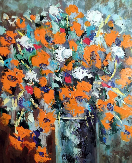 Isidro Cistare  'Flowers Of Laura', created in 2022, Original Painting Oil.