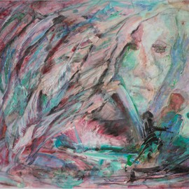 Caren Keyser Artwork Feathers in her Hair, 2015 Acrylic Painting, Expressionism