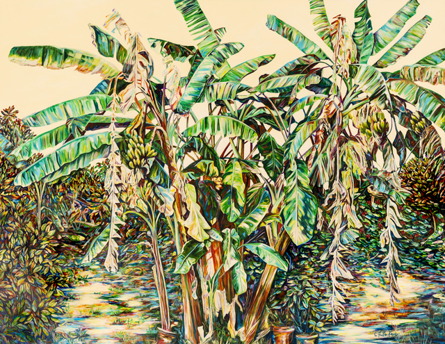 Artist Caren Keyser. 'Banana Trees' Artwork Image, Created in 2001, Original Mixed Media. #art #artist