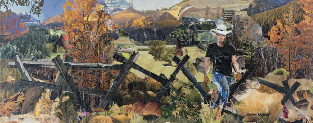 Artist Caren Keyser. 'Cowboy Walk' Artwork Image, Created in 2020, Original Collage. #art #artist