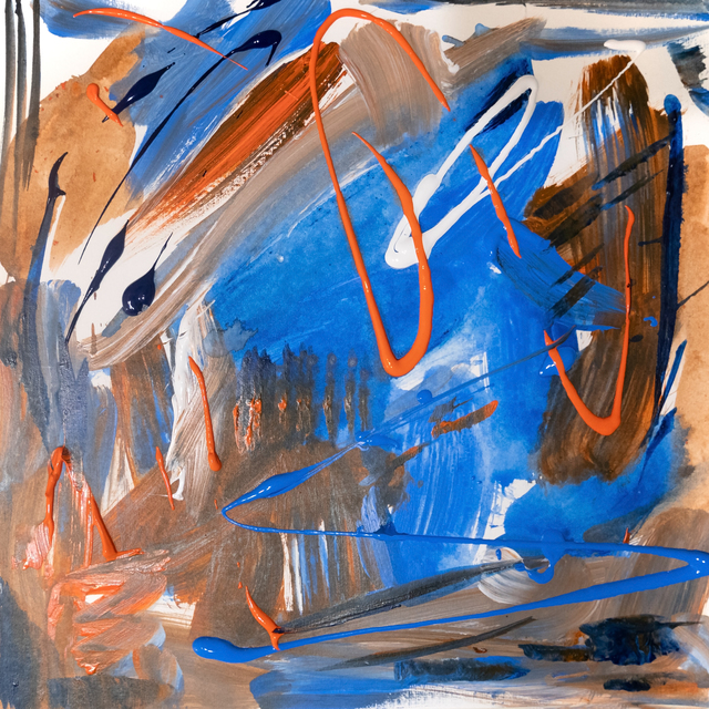 Artist Caren Keyser. 'Orange And Blue' Artwork Image, Created in 2020, Original Collage. #art #artist