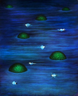 Claire Petit: 'floating dream', 2008 Digital Art, Children. GiclA(c)e art print, small edition of 30.  Little girls are swimming, floating, like in a dream. ...