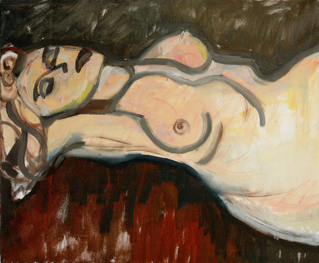 Artist Clare Van Stolk. 'Resting Nude' Artwork Image, Created in 2010, Original Painting Oil. #art #artist