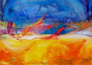 Clari Netzer: 'Awakening', 2010 Oil Painting, Abstract.   oil on canvas, painting, abstract, day, night, blue, yellow, contemporary, modern, expressionist, landscape, nature...