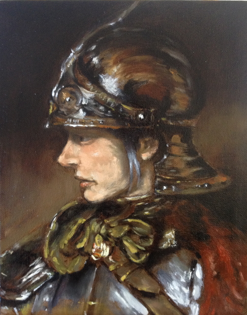 Colin Mark Mowat  'Woman In Armour', created in 2019, Original Painting Oil.