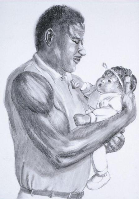 Artist Lucille Coleman. 'Graphite Daddys Baby Girl' Artwork Image, Created in 2003, Original Drawing Pencil. #art #artist