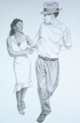 Lucille Coleman: 'Graphite Two Hand Hold Salsa Dance', 2003 Pencil Drawing, Family. Black and white graphite drawing of salsa dancers. A(c) 2003 Lucille Coleman...