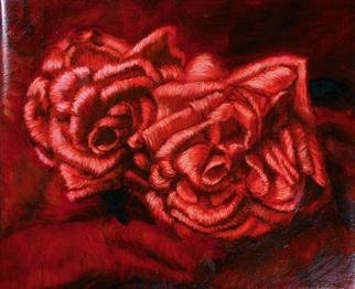 Lucille Coleman: 'Roses', 2003 Oil Painting, Still Life. Study of red roses created in a cross hatch style painting style.A(c) 2003 Lucille Coleman...