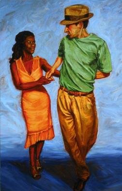 Lucille Coleman: 'Two Handed Salsa Dance', 2003 Oil Painting, Dance. Salsa Dance Series Loose, bold, buttery brush strokes of paint were used to depict partners dancing in a yin yang balance. The movement is done with both hands of each partner joined together.A(c) 2003 Lucille Coleman...