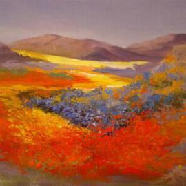 Colleen Balfour: 'Namaqualand Dream', 2009 Oil Painting, Abstract Landscape. Artist Description:  Africa, namaqualand, flowers, scenery, south african scene,  ...