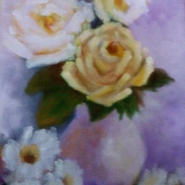 Ethel Pimentel: 'White Roses', 2019 Oil Painting, Floral. Artist Description: floral, garden...