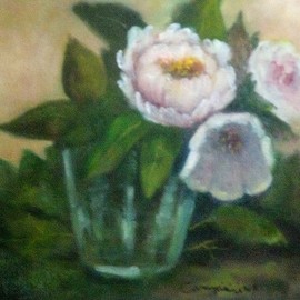 Ethel Pimentel: 'peonies', 2019 Oil Painting, Floral. Artist Description: Floral, Garden...