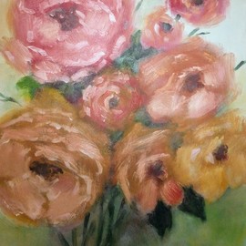 Ethel Pimentel: 'ranuculas', 2017 Oil Painting, Floral. Artist Description: Floral, garden, landscape, oil painting...