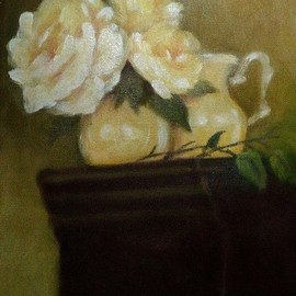 Ethel Pimentel: 'roses on the table', 2018 Oil Painting, Floral. Artist Description: floral, garden, landscape...