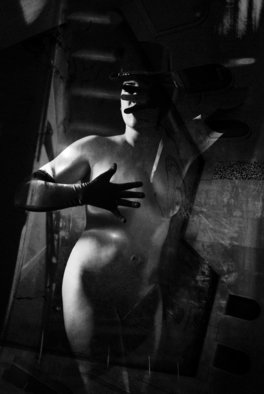 Corrie Ancone: 'La Femme', 2012 Black and White Photograph, nudes.  photographic overlay  manipulation photographic overlaynude figurative grey yellow ...