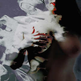 Corrie Ancone: 'red lips', 2012 Color Photograph, nudes. Artist Description: photographic overlaymanipulation photographic overlaynude figurative grey yellow ...