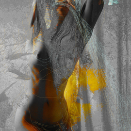 Corrie Ancone: 'whispers', 2012 Color Photograph, nudes. Artist Description:  photographic overlay  manipulation photographic overlaynude figurative grey yellow ...