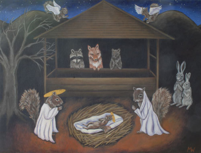 Artist Michelle Waters. 'Forest Nativity' Artwork Image, Created in 2008, Original Painting Acrylic. #art #artist