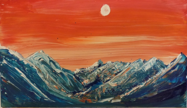 Red Mountains Acrylic Painting By Edward Bolwell