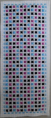 Courtney Cook: 'miniature geometric 10', 2017 Textile Art, Geometric. This is a bold geometric textile piece that uses a simple stitch in a random pattern. ...
