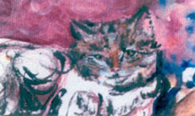 Artist Lisa Counts. 'Cat 3' Artwork Image, Created in 2001, Original Drawing Charcoal. #art #artist