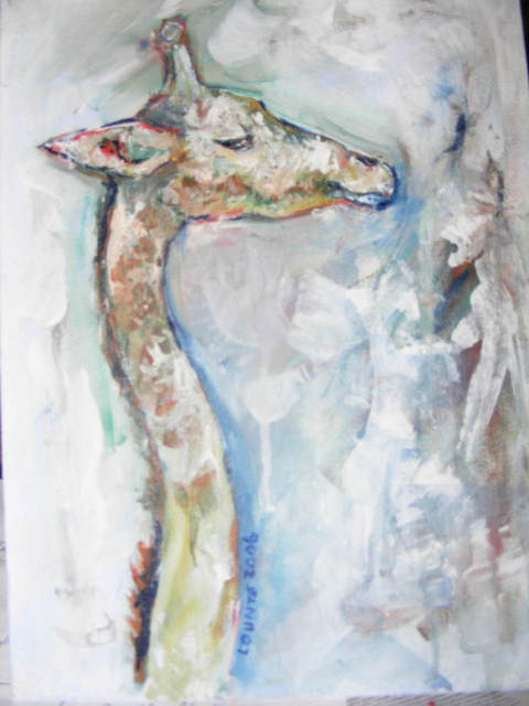 Lisa Counts  'Giraffe', created in 2007, Original Drawing Charcoal.