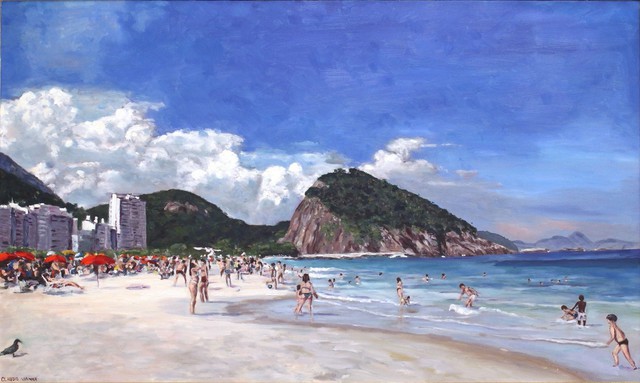 Claudio Vianna  'Domingo De Sol No Leme', created in 2011, Original Painting Oil.