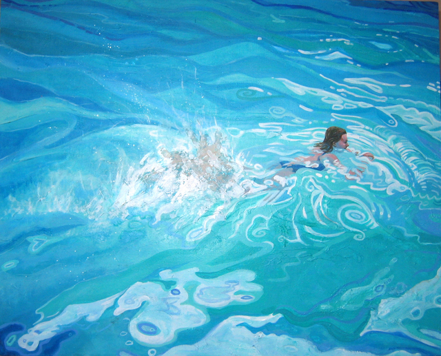 Artist David Cuffari. 'Swimmer In The Water' Artwork Image, Created in 2004, Original Mixed Media. #art #artist