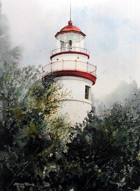 Charles Rowland  'Marblehead Lighthouse', created in 2001, Original Watercolor.