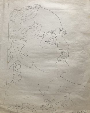 Bryan Mcfarland: 'larry', 1998 Pen Drawing, Abstract Figurative. Blind contour ink sketch of a man. ...