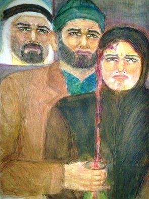 Khalil Dadah: 'Consolation', 2007 Watercolor, People. Artist Description:     sea , unknown , fear , far              ...