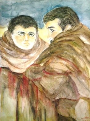 Khalil Dadah: 'Listening', 2004 Watercolor, People. Artist Description:       sea , unknown , fear , farnight . apprehension , expectation ,                ...