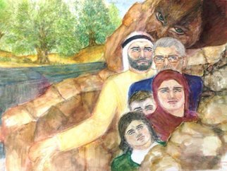 Khalil Dadah: 'The narrowing Pass', 2011 Watercolor, History.     The call for reviving the past history, led to dangerousslipping pass which led in turn to burning fire which was kindled by them    ...