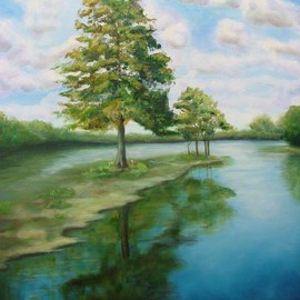 Debra Derouen: 'AVERY ISLAND LAGOON ', 2008 Oil Painting, Landscape. Artist Description:  AVERY ISLAND LAGOON # 1 ...