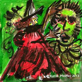 Katie Pfeiffer Artwork Pendle Hill Witch Number Two, 2013 Ink Painting, Psychic