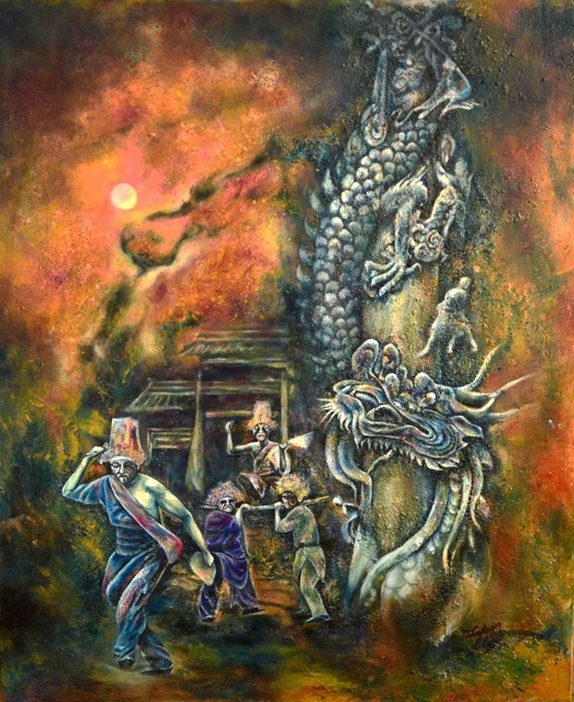 Jian Yu Jhuang  'Dragon Pillar', created in 2020, Original Painting Oil.