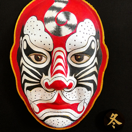  Jian Yu Jhuang: 'exorcism mask', 2013 Oil Painting, Mask. Artist Description: A totem of the face is tiger.His mission is able to get rid of evil.The mask is the symbol of good luck.He is guarding a forever home for people. ...