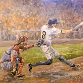 Marina Stewart: 'Game baseball', 2018 Oil Painting, Sports. Artist Description: oil paint on canvas...