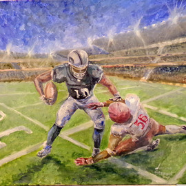 Marina Stewart: 'football game', 2018 Oil Painting, Sports. Artist Description: oil paint on canvas...