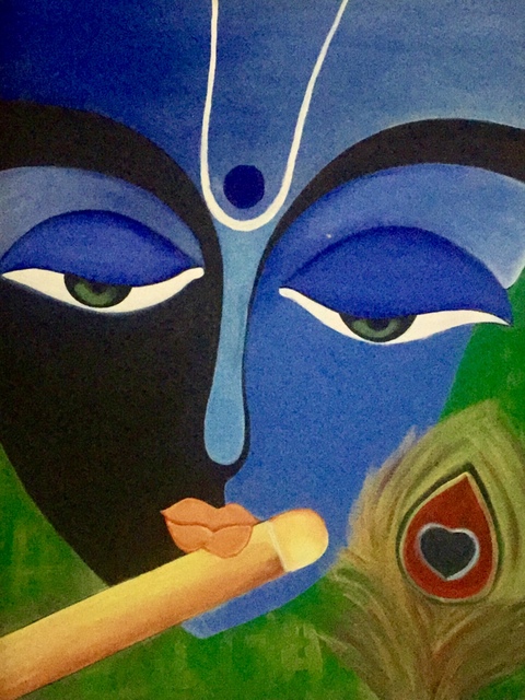 Damini Grover  'Lord Krishna', created in 2018, Original Painting Oil.
