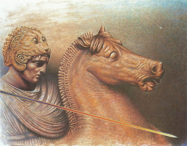 Artist Bozidar Damjanovski. 'Lighten Warrior Alexander' Artwork Image, Created in 2010, Original Painting Oil. #art #artist