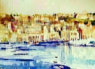 Daniel Clarke: 'Malta Vista', 2015 Watercolor, Landscape.    