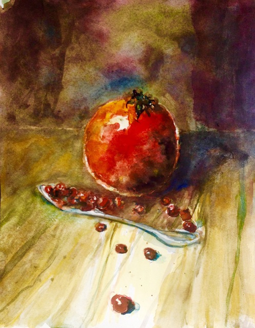 Daniel Clarke  'Pomegranate Delight ', created in 2016, Original Woodcut.