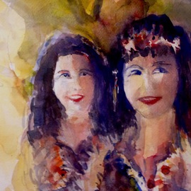 Daniel Clarke Artwork Two Lovely Ladies, 2015 Watercolor, Urban