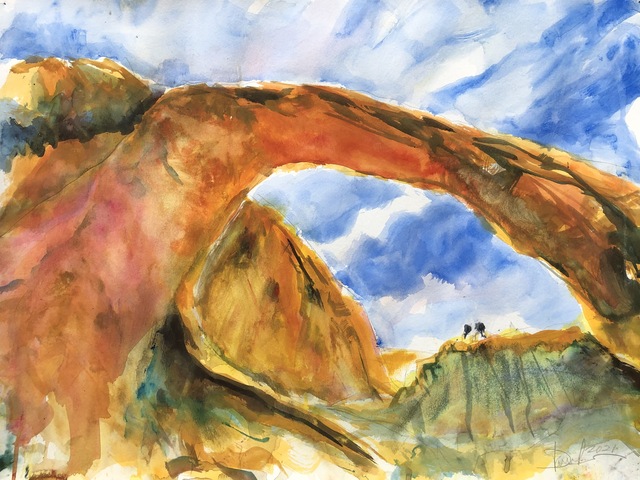 Artist Daniel Clarke. 'Arches National Park Utah' Artwork Image, Created in 2021, Original Woodcut. #art #artist