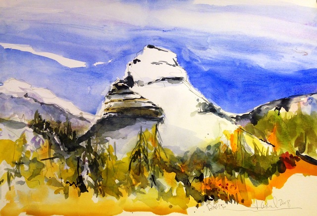 Artist Daniel Clarke. 'Banff Vista' Artwork Image, Created in 2018, Original Woodcut. #art #artist