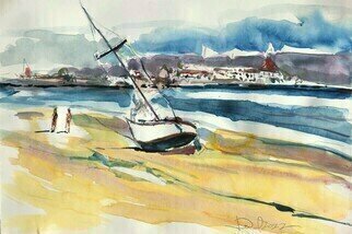Daniel Clarke: 'coronado beach scene', 2022 Watercolor, Landscape. On the beach, Sunday afternoonI applaud you, my homeland. . . this Golden State From Coronado Island. . . to the Golden GateWe live on the edge of a continent. . .With masses of land that stretch out to the seaOne can lie on the beach. . . and drink in the breezeOur ...