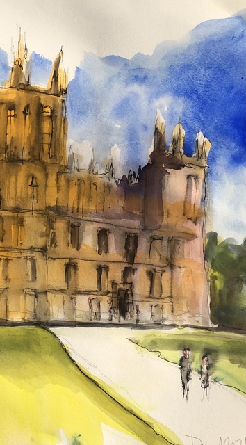 Artist Daniel Clarke. 'Downton Abbey North View' Artwork Image, Created in 2021, Original Woodcut. #art #artist